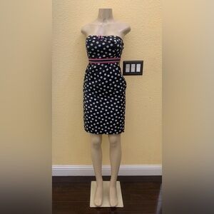 Anthropologie Maeve Size 0 Black Polka Dot Print Strapless Mini Dress